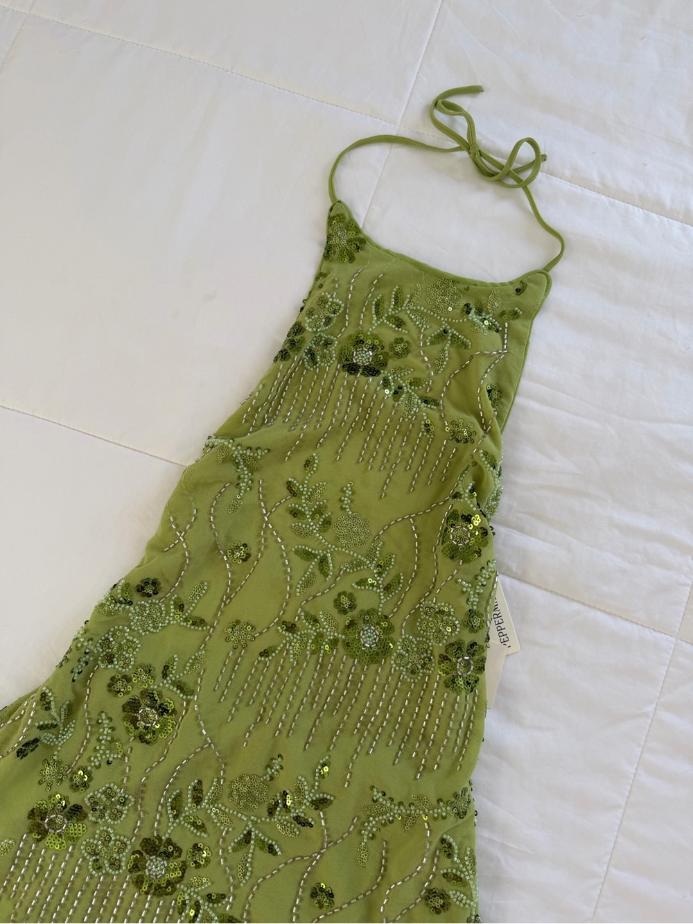 Brand New- Peppermayo Leo Beaded Mini Dress in Green 🥝✨ - Picture 6 of 12
